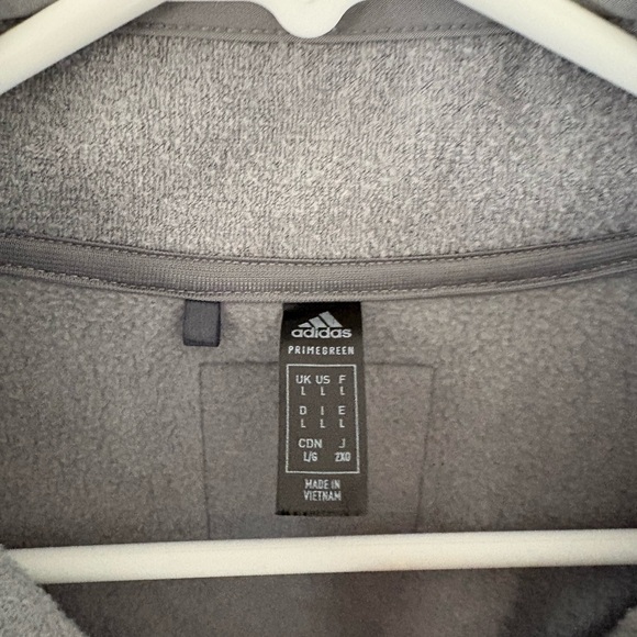 Adidas Gray Fleece Jacket Full Zip Athletic Large - Picture 3 of 5